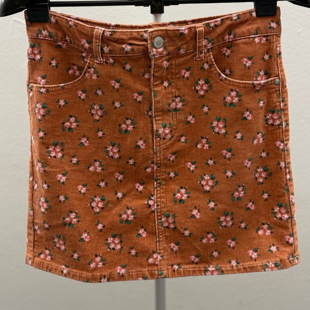 Art Class Brown Floral Mini Skirt